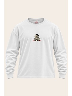 Leftist Cozy Otter Baskılı Unisex Uzun Kollu Tişört | Leftıst