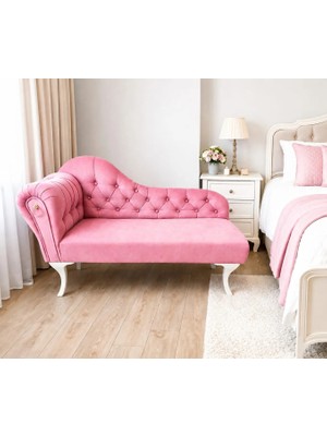 AldaGelsin Dekoratif Bihter Koltuk Josefin Puf 120 cm Beyaz Ayak