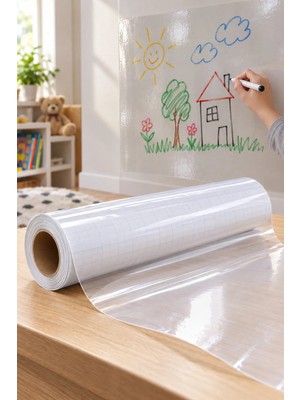 Yenilig 3 Adet Kendinden Yapışkanlı Şeffaf Tahta Filmi – Pvc Silinebilir Whiteboard Film Duvara Yapışan Yazı ve Çizim Alanı 3 Metre x 45 cm