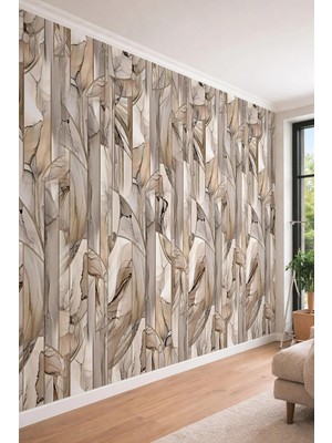 Dreamwall Soyut Mermer Geçişli ve Geometrik Hatlı Modern Tasarım Tek Parça Tekstil Duvar Kağıdı
