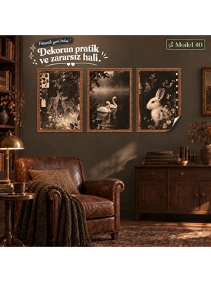 Akıllı Kağıt Statik Tutunma Özellikli Tablo - Poster Hayvan (Model- 40)