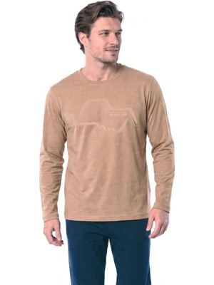 Pierre Cardin 6151 Erkek Uzun Kollu Bisiklet Yaka Pijama Takımı -Tütün