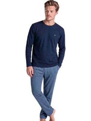 Pierre Cardin 6145 Erkek Uzun Kollu Bisiklet Yaka Pijama Takımı -Lacivert
