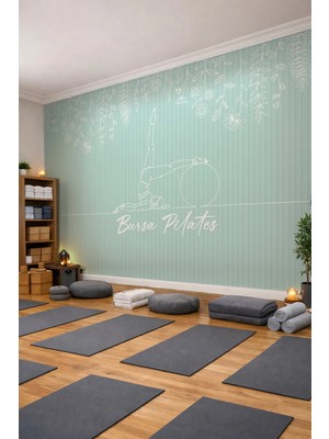 Dreamwall Sarkan Çiçekli Çizgili Pilates Temalı Özelleştirilebilir Tek Parça Tekstil Duvar Kağıdı