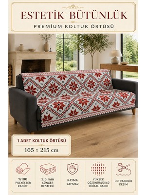 Alanur Home Çok Amaçlı Modern Bohem Kadife Koltuk Örtüsü,çekyat Örtüsü Piknik Örtüsü Masa Örtüsü Kaymaz Süngerli