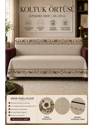 Alanur Home Çok Amaçlı Modern Bohem Kadife Koltuk Örtüsü,çekyat Örtüsü Piknik Örtüsü Masa Örtüsü Kaymaz Süngerli