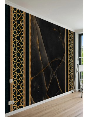Dreamwall Mermer Panel ve Kündekari Şerit Görünümlü Tek Parça Tekstil Duvar Kağıdı