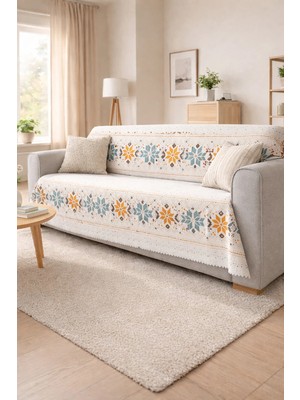 Gece Home Çok Amaçlı Modern Bohem Kadife Koltuk Örtüsü,çekyat Örtüsü Piknik Örtüsü Masa Örtüsü Kaymaz Süngerli 165X215