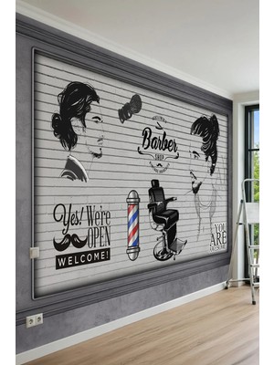 Dreamwall Berber Konseptli Tuğla Duvar ve Tipografik Desenli Tek Parça Tekstil Duvar Kağıdı