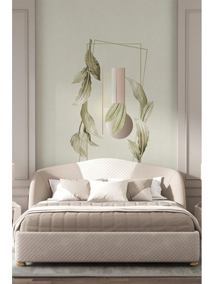 Dreamwall Çerçeveli Yaprak Desenli Soft Tek Parça Tekstil Duvar Kağıdı