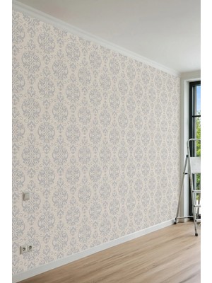 Dreamwall Bej Tonlu Fon Üzerinde Klasik Damask Desenli Tek Parça Tekstil Duvar Kağıdı
