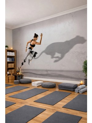 Dreamwall Koşan Kadın ve Leopar Gölge Görünümlü Tek Parça Tekstil Duvar Kağıdı