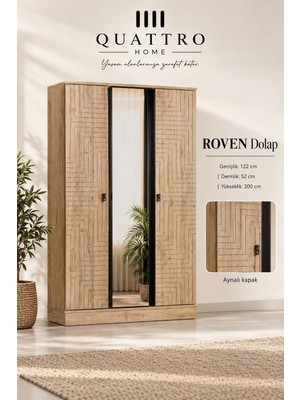 Quattro Home Roven 3 Kapaklı Aynalı Genç Odası Dolabı