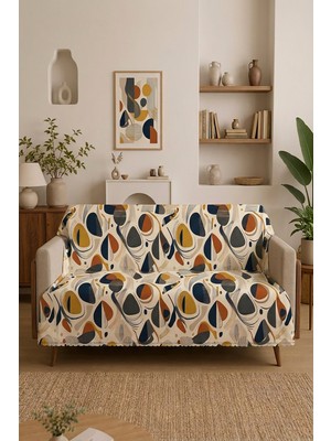 Alanur Home Çok Amaçlı Modern Bohem Kadife Koltuk Örtüsü,çekyat Örtüsü Piknik Örtüsü Masa Örtüsü Kaymaz Süngerli