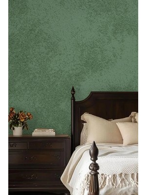 Dreamwall Italyan Sıva Dokulu Yeşil Doku Görünümlü Tek Parça Tekstil Duvar Kağıdı