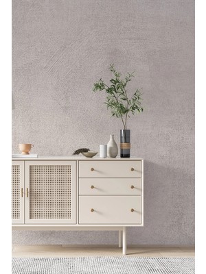 Dreamwall Ince Dokulu Italyan Sıva Görünümlü Krem Bej Tek Parça Tekstil Duvar Kağıdı