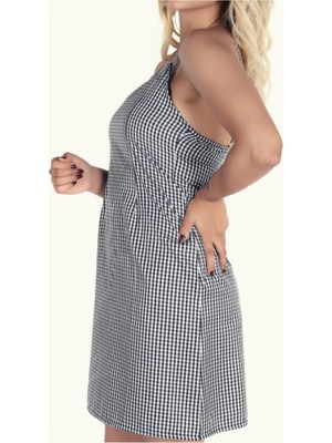 Makent Moda Ekose Desen Mini Elbise