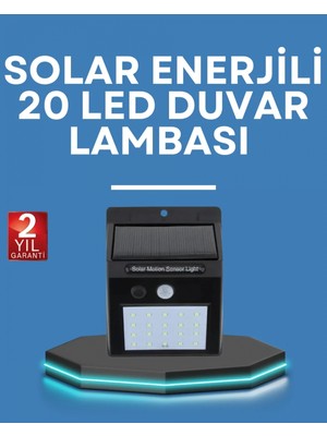 Pileli Store Hareket Algılamalı Solar LED Güvenlik Lambası