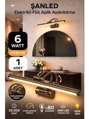 ŞANLED 6W Elektrikli Flüt LED Aplik Eskitme Renk Gün Işığı Ayarlanabilir Başlık