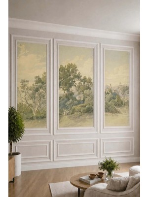 Dreamwall Duvar Çıtası ve Tarihi Kale Manzaralı Klasik Tekstil Duvar Kağıdı
