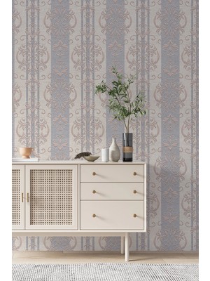 Dreamwall Damask Motifli Klasik 3D Tek Parça Tekstil Duvar Kağıdı