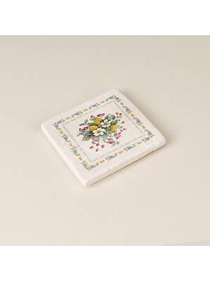 Evidea Kitchen Vintage Garden Taş Bardak Altlığı - Renkli