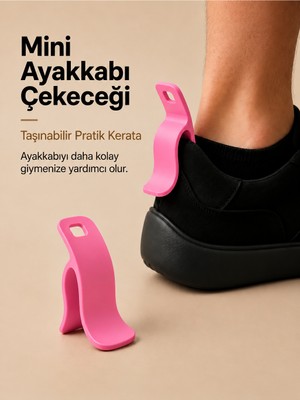 Filkorium3D Mini Pratik Ayakkabı Çekeceği – Taşınabilir Pratik Ayakkabı Giyme Aparatı Kerata - 1 Adet Plastik Kerata