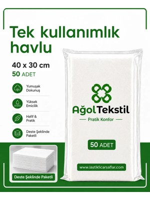 Ağol Tekstil 50’li Tek Kullanımlık Havlu Seti – 40X30 cm |Pratik Kullanım Için Uygun