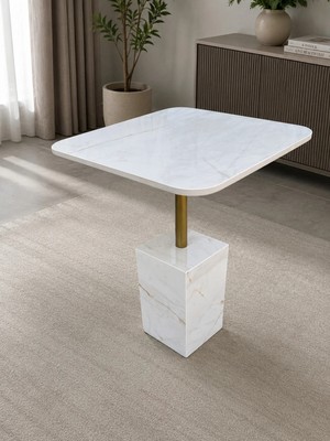 Maison Luré Yan Sehpa Porselen Sehpa Gold Metal Detaylı