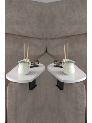 Maison Luré Yan Sehpa Ayarlanabilir Tepsi Dekoratif Modern Ikili Oval Beyaz