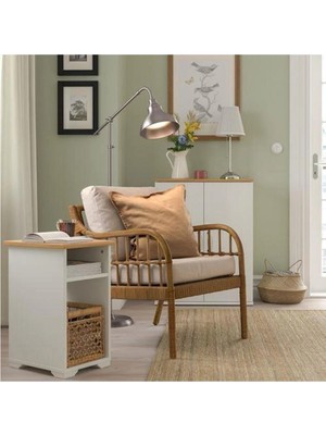 Maison Luré Yan Sehpa Bölmeli Beyaz 40X32 cm Meşe Görünüm Açık Raf