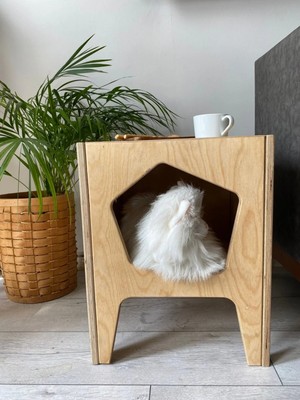 Maison Luré Yan Sehpa Huş Ağacı Plywood Modern Fonksiyonel Pet Evi