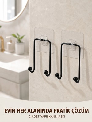 Maison Luré Banyo Askısı 2'li Yapışkanlı Duvar Askısı Mutfak Banyo Ev Için Askılık