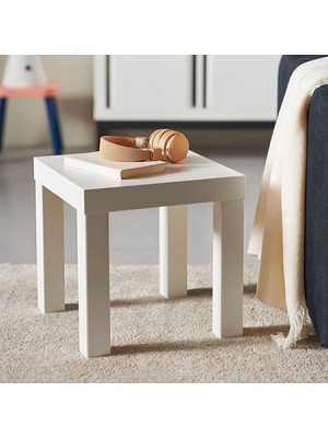 Maison Luré Yan Sehpa Mini Salon Sehpası 35X35X35 Beyaz Renk