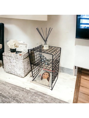 Maison Luré Yan Sehpa Iskandinav Tarzı Siyah Metal Hasır Tel Sehpa