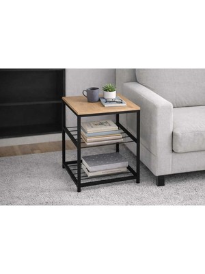 Maison Luré Yan Sehpa 3 Raflı Metal Çay Kahve Köşesi Modern Zigon Sehpa