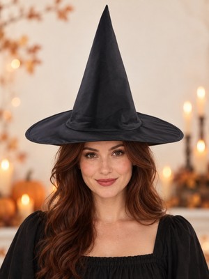 Doğaberen Cadı Şapkası Halloween Parti Kostüm Aksesuarı Siyah