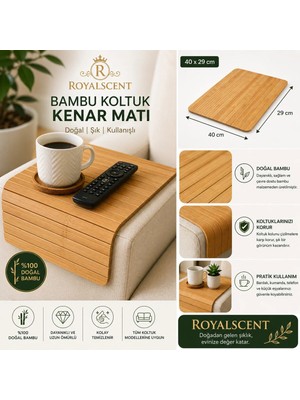 Maison Luré Yan Sehpa Bambu Koltuk Kenar Matı 40X29 cm Doğal Ahşap Kol Dayama