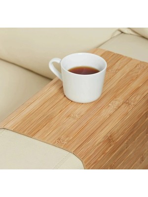 Maison Luré Yan Sehpa Katlanabilir Bambu Koltuk Kenarı Tepsi 65X37 cm Naturel Renk