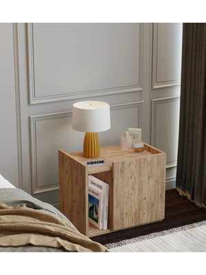 Maison Luré Yan Sehpa 50 cm Mdf Modern Ahşap Komodin Çok Amaçlı Dolap