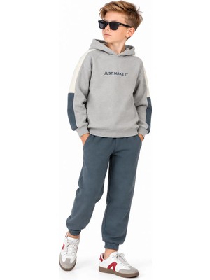 Ay Kids Erkek Çocuk Şardonlu 3 Iplik Kapüşonlu Takım Alt Üst Takım 4210-
