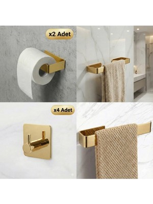 Maison Luré Banyo Askısı 8’li Banyo Askı Seti – 304 Paslanmaz Çelik, Havlu, Wc Kağıt ve Bornoz Askıs