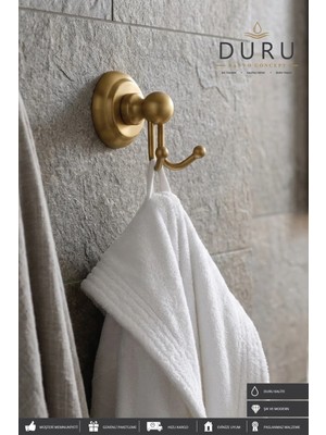 Maison Luré Banyo Askısı Banyo Ikili Bornoz Askılığı Mat Gold Prinç