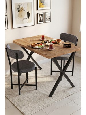 Bezos Sandalye 2 Adet Keten Kumaş Metal Ayak Modern Mutfak Sandalyesi Cafe Balkon Ofis Teddy 9812 Gri