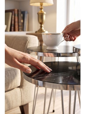Bezos Gümüş Tel Zigon Bendir Siyah 3'lü