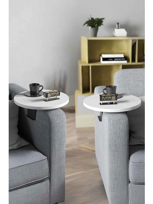 Maison Luré Yan Sehpa Ayarlanabilir Tepsi Dekoratif Modern Beyaz