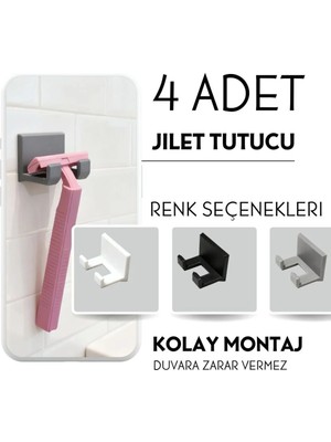 Maison Luré Banyo Askısı Jilet Tutucu 4’lü Duvar Askısı Banyo Duş Düzenleyici
