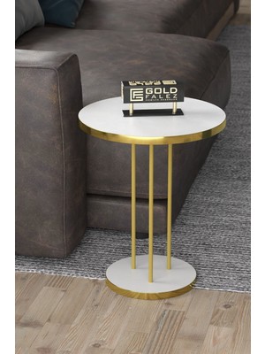 Bezos Gold Terra Sehpa Seti Beyaz 4'lü