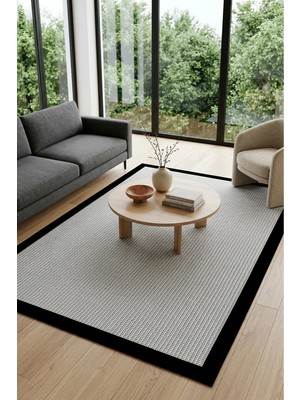 Decomia Home Dijital Kaymaz Yıkanabilir Gri Jüt Desenli Salon Halısı Mutfak Halısı Koridor Halısı