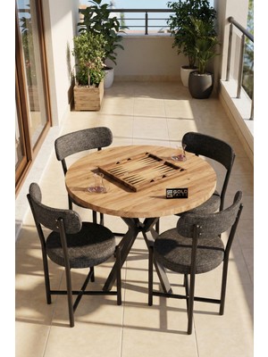 Bezos Sandalye 4 Adet Keten Kumaş Metal Ayak Modern Mutfak Sandalyesi Cafe Balkon Ofis Teddy 9809 Antrasit